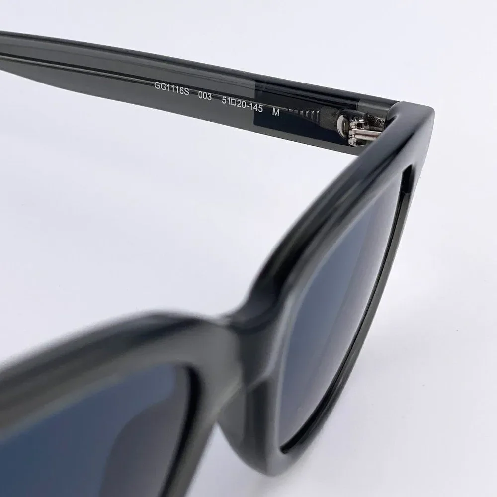 NEW GUCCI GG1116S 003 Gray Blue Square Men Unisex Sunglasses